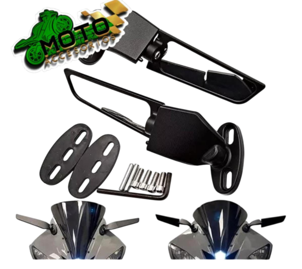 Espejos Tipo Alerón Plegable Carenaje Moto